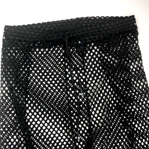 Buzz Black Fishnet Drawstring Pants, Beach Coverup - Picture 2 of 6